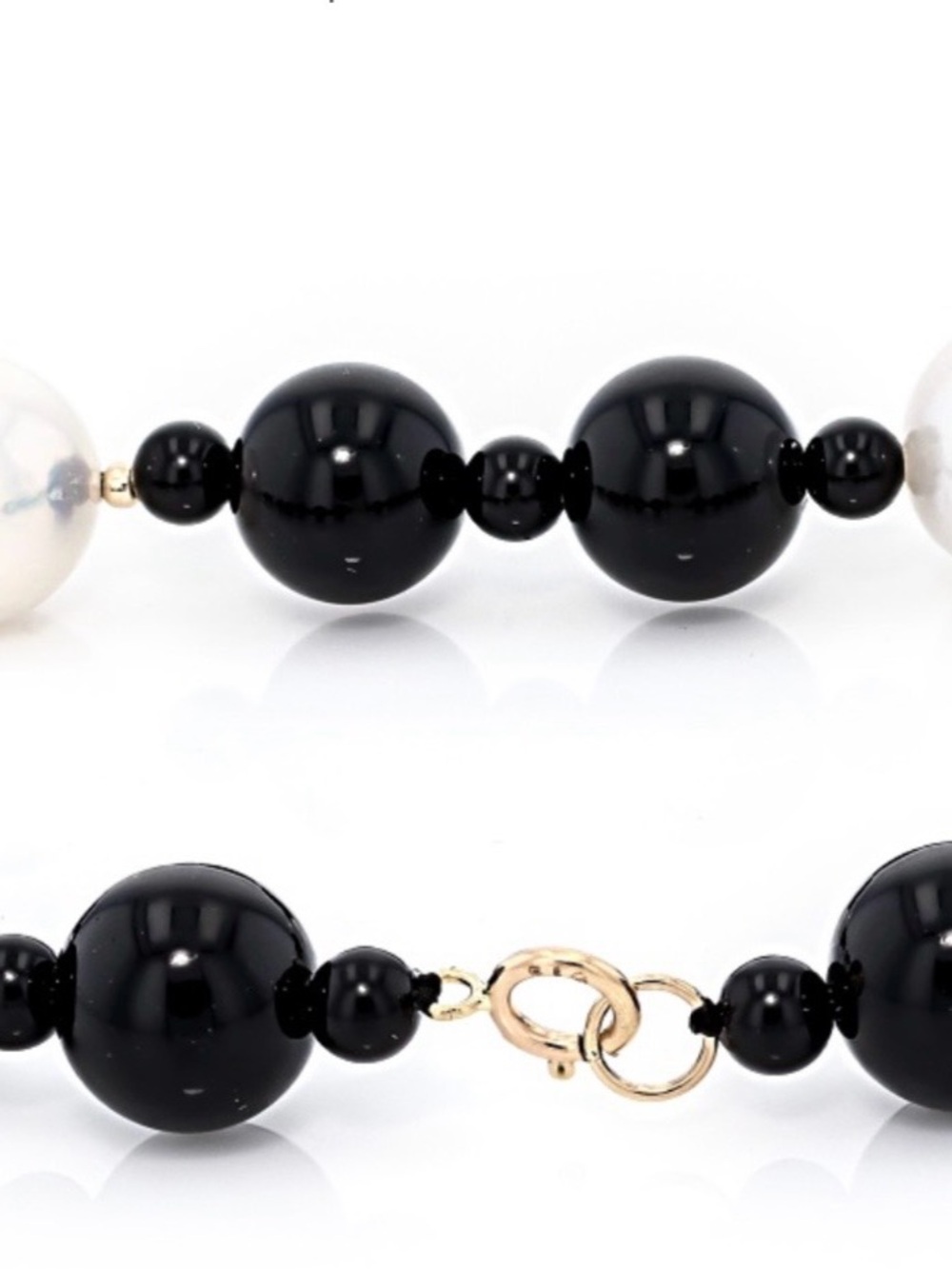 NWT White Cultured Freshwater Pearl & Black Agate 14k Yellow Gold 18” Necklace - Picture 8 of 8
